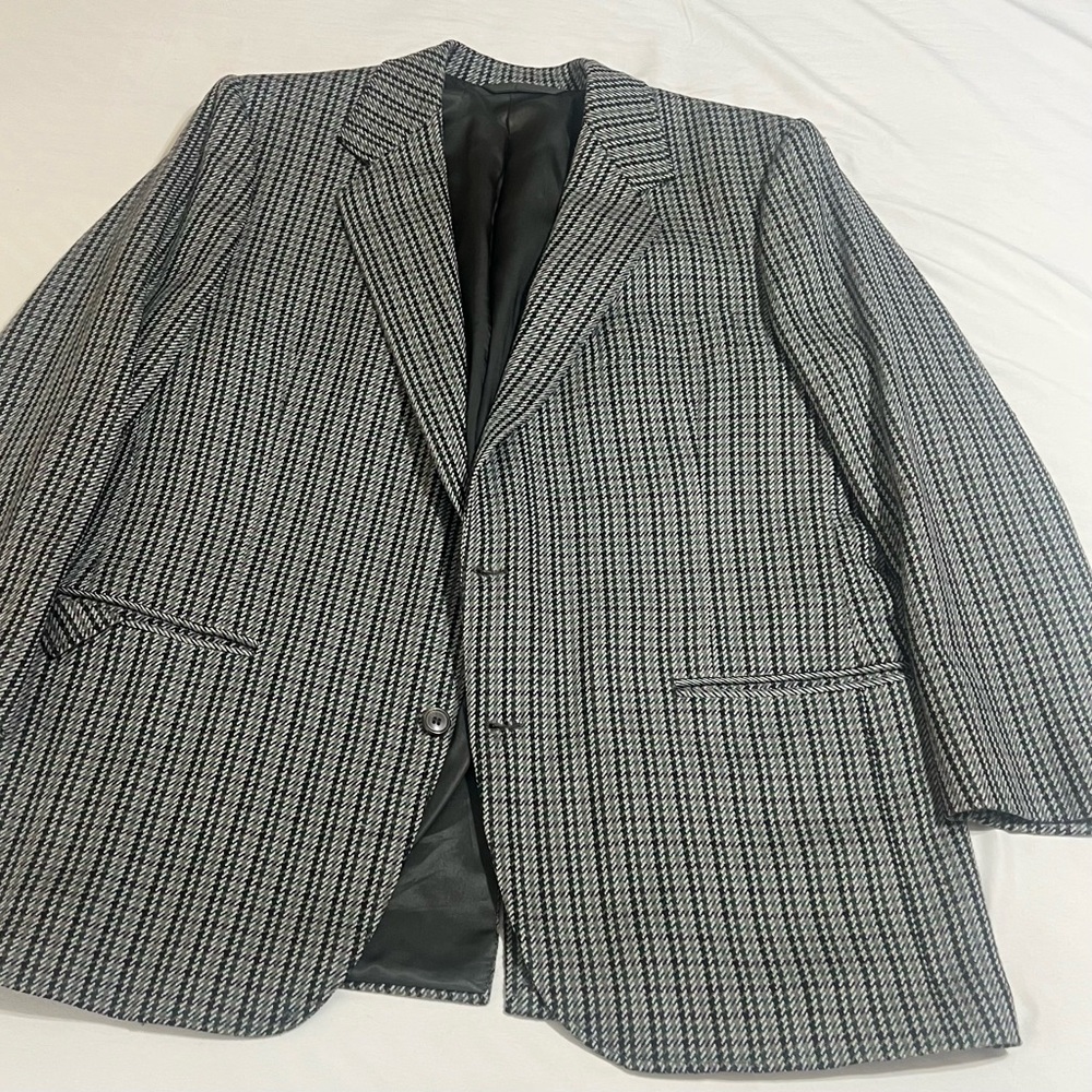 Classic Black and White w Purple & Green lines Men's Blazer